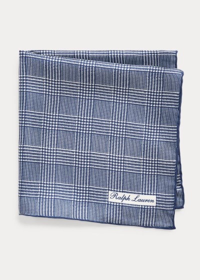 Cuadrícula Ralph Lauren Hombre Azul Marino / Blancos - Glen Plaid Silk Pocket - CIWAU9082